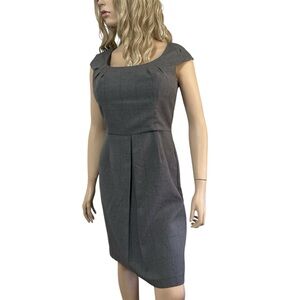 K Petite Grey Windowpane Plaid Sheath Dress - Size 8P